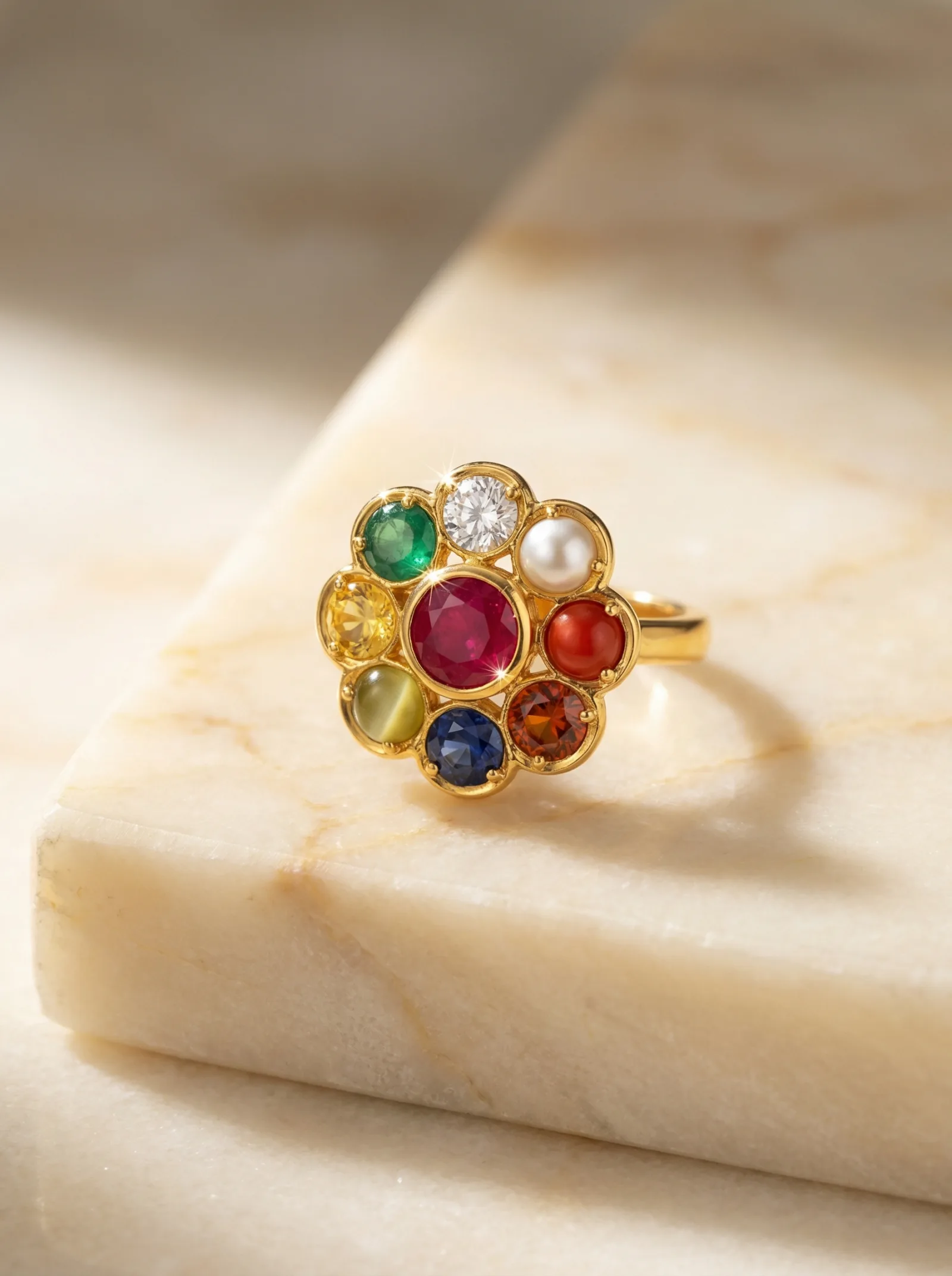Gold ring with gemstone