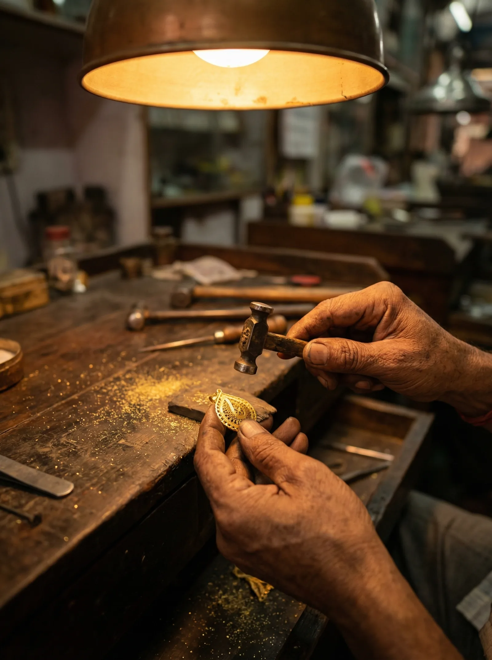 Artisan goldsmith at work